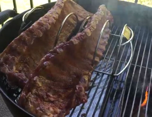 Slow ‘N Sear set up for smoking ribs